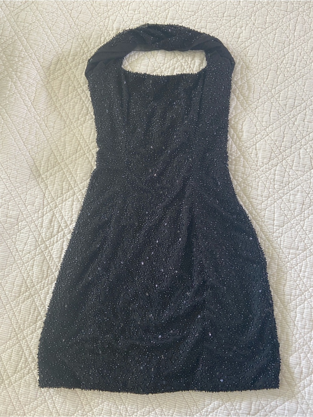 Oh Polly Black Sparkle Halter Mini Dress